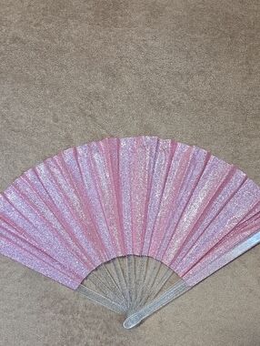 Pink Large Glitter Folding Hand Fan -Boots on the Ground Hand Fan